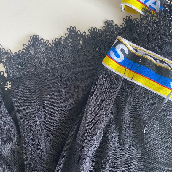 Black Lace Jeans Skirt and Top Set - Picture 3 of 4